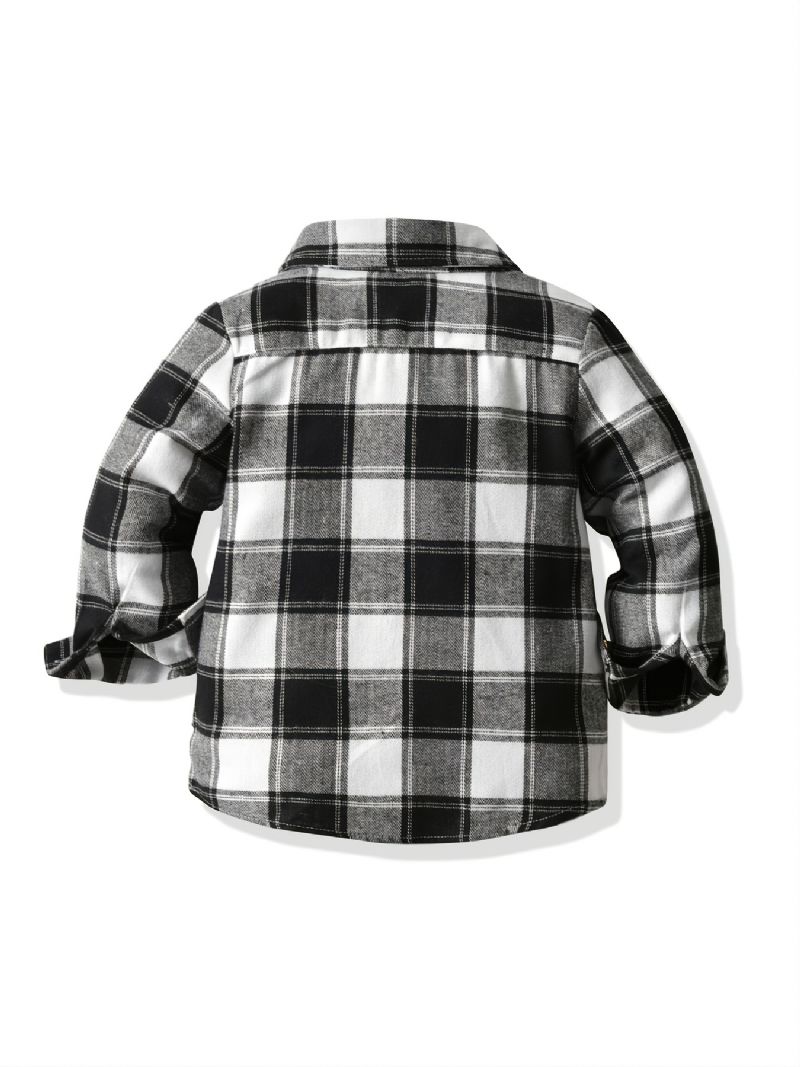 Baby Rutete Skjorter Langermet Button Down Bluse Topper For Gutter Jenter Barneklær