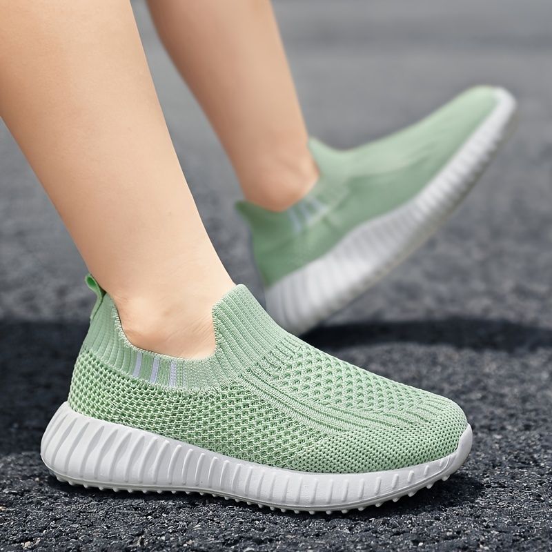 Jenter Casual Mesh Slip On Sneakers Pustende Lett Low Top Løpesko Elastiske Sportssko