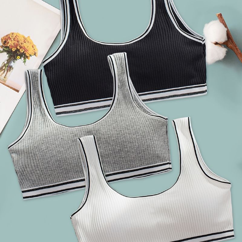 3 Stk Trenings-bh For Jenter Sømløs Stretchy Sports Bralette Ermeløse Crops Tank Tops Undertøy