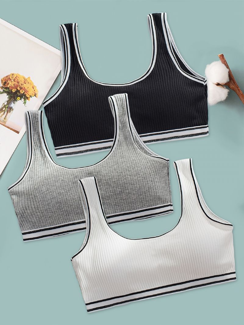 3 Stk Trenings-bh For Jenter Sømløs Stretchy Sports Bralette Ermeløse Crops Tank Tops Undertøy