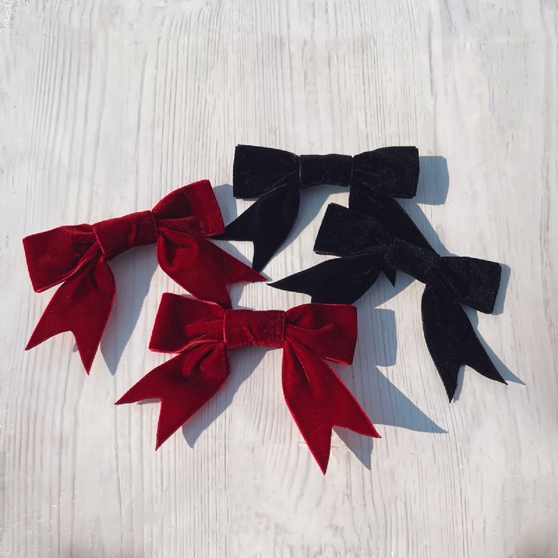 1 Par Barn Cute Velvet Bow Hair Clip Hårtilbehør