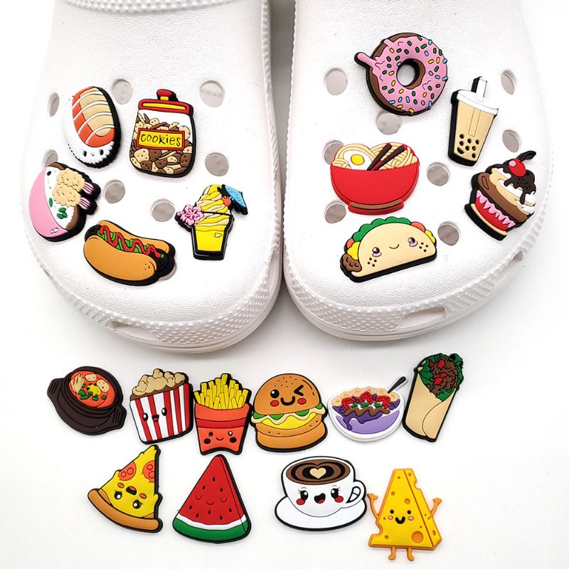 20 Stk Crocs Jibbitz Funny Cute Food Mønster Sko Sandaler Tøfler Charms Dekorasjon