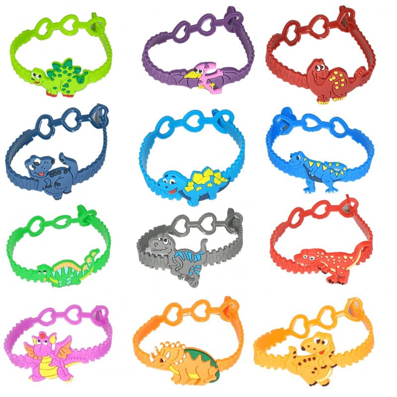 24 Stk Dinosaur Silikon Armbånd For Barn Party Favors For Gutter Jenter Tema Bursdagsfest Rekvisita Goodie Bag Stuffers