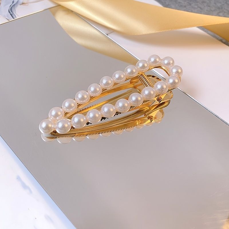 Faux Pearl Hårklemmer Mote Jenter Elegant Barrette For Langt Hår Kort Kvinner 6 Stk/sett