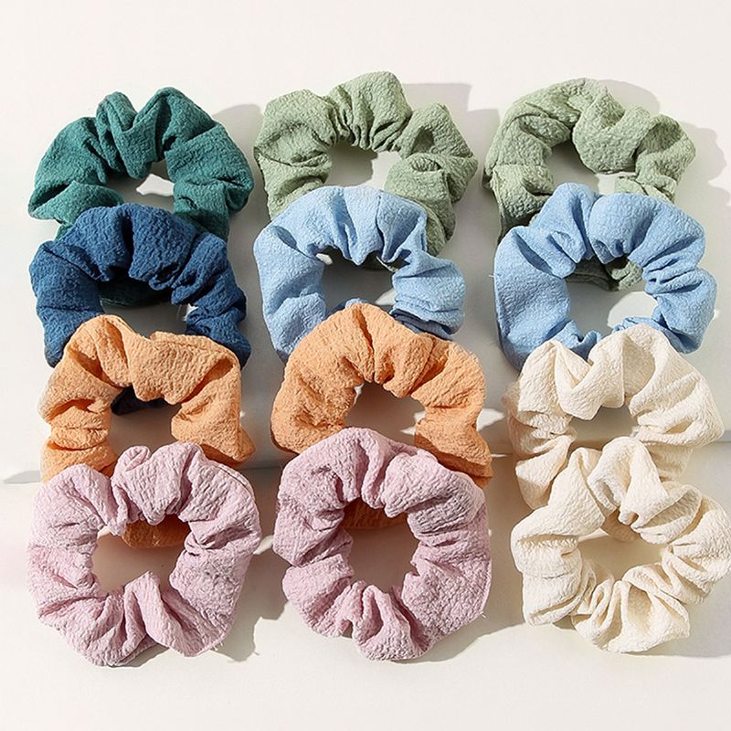 Hår Scrunchies Ensfarget Elastisk Hårbånd 12 Stk For Hårtilbehør For Dame Eller Jenter