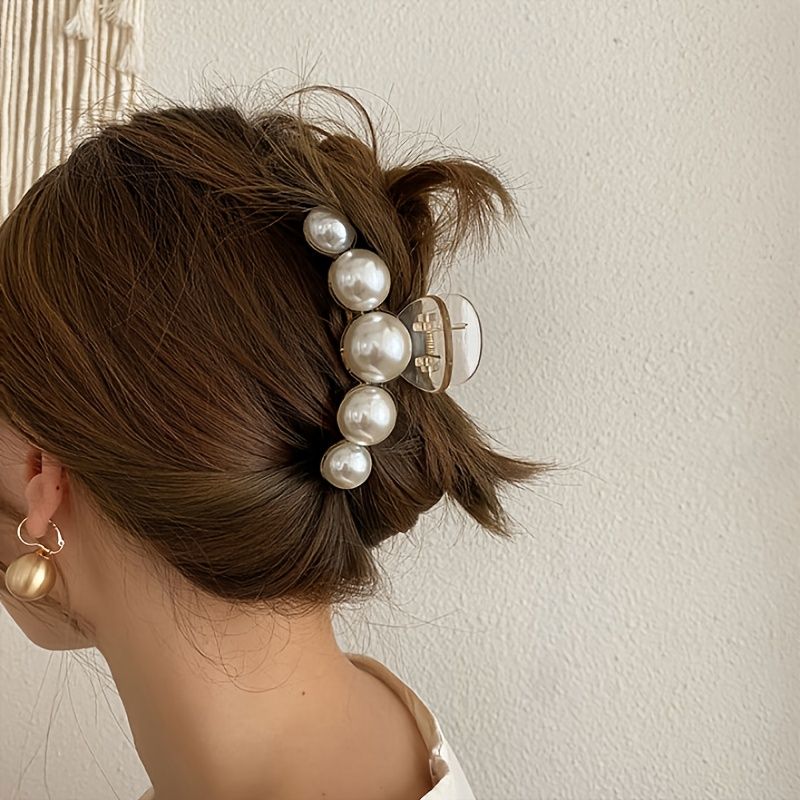 Pearl Hair Claw Styling Hårklemmer Sterkt Hold Hårkjeveklemmer Store Hårspenner Barrettes Antislip Hårtilbehør Bursdagsgave Til Kvinner Jenter Datter Kjæreste