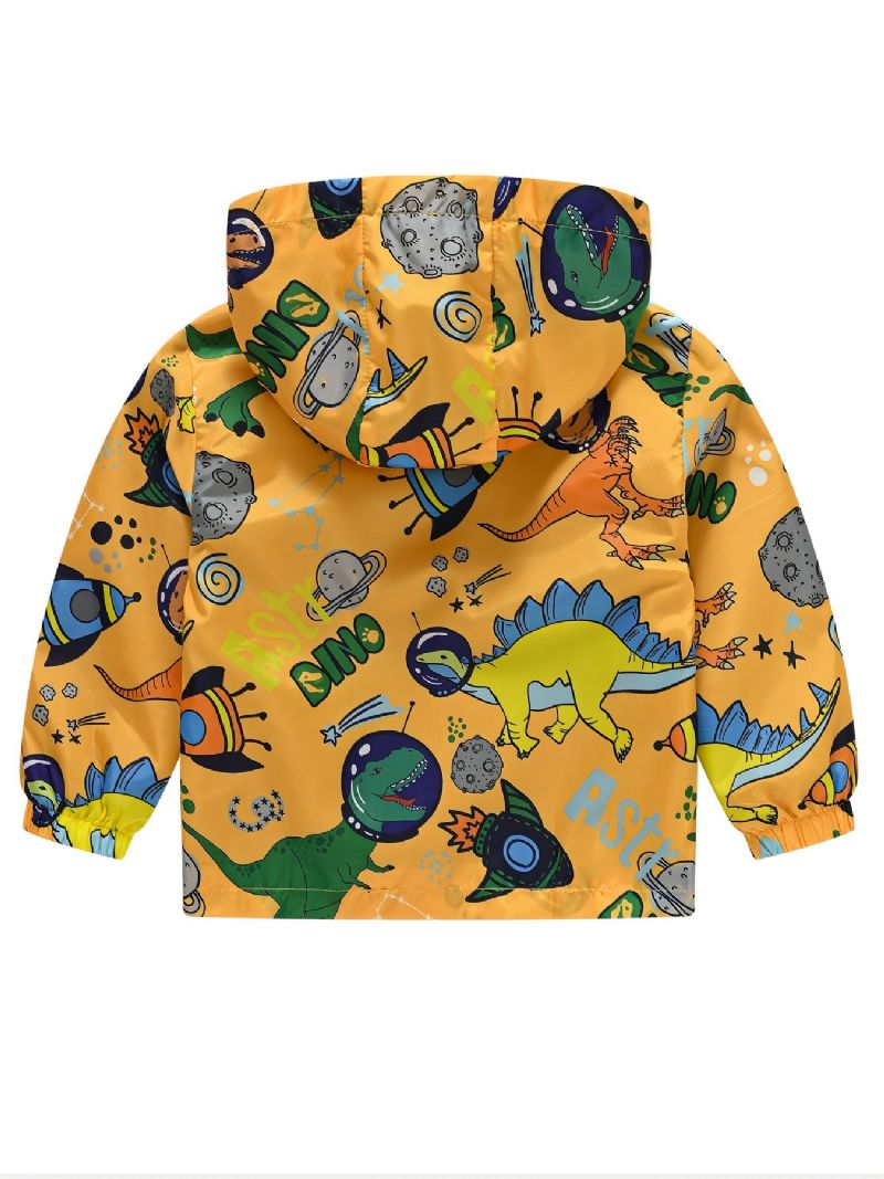 1 Stk Gutter Jenter Casual Søt Dinosaur Print Glidelås Hettejakke Cardigan Kragejakke Til Vinter